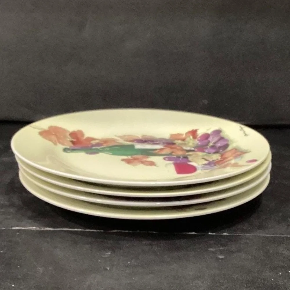 Royal Norfolk Fruit & Wine Theme Salad‎ Plates, Set of 4, Christine Coleman Art
